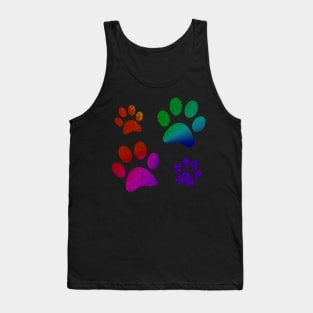 Colorful Dog Pawprint Stencil, Dog Gifts for People Tank Top